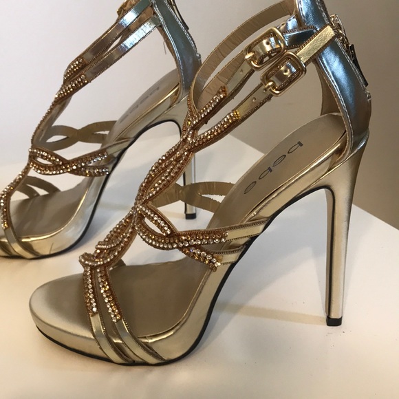 New Rare Bebe gold rhinestone heels. Beautiful! - Picture 4 of 6